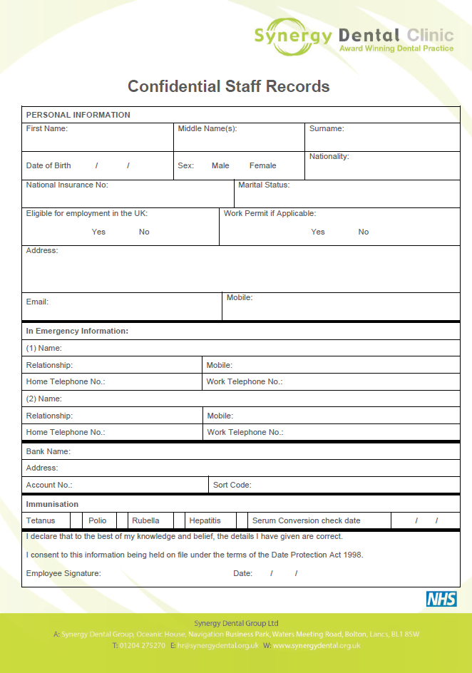 Health Screening and Confidential Records